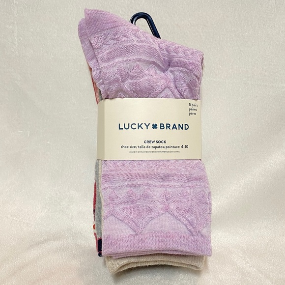 Lucky Brand Women’s Crew Socks 5 Pairs - Picture 2 of 10